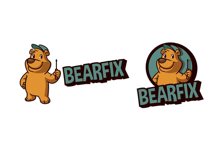 Retro Cartoon Bear Character Mascot Logo