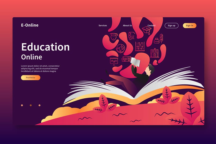 Education Online - Web Header & Vector