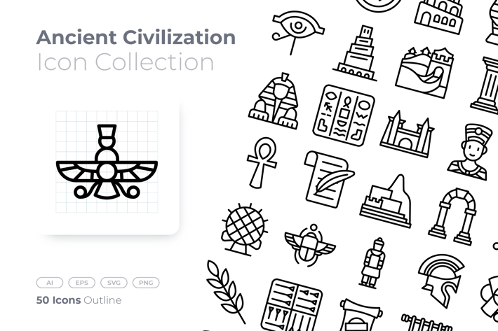 Acient Civilization Outline Icon