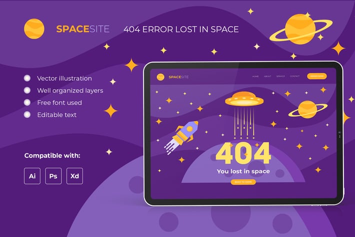 Error 404 page – Space template 