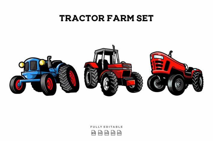 Tractor Farm Illustration Set