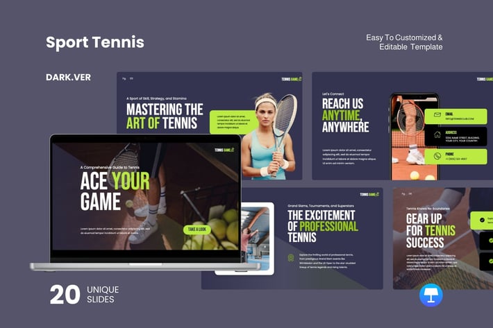 Sport Tennis Dark Ver. - Keynote Template