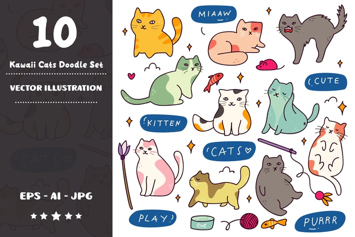 Kawaii Cats Doodle Set