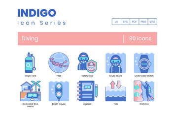 90 Diving Line Icons