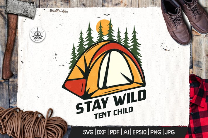 Camp Vector Patch - Tent Adventure Retro Logo