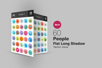 60 People Flat Shadowed Icons