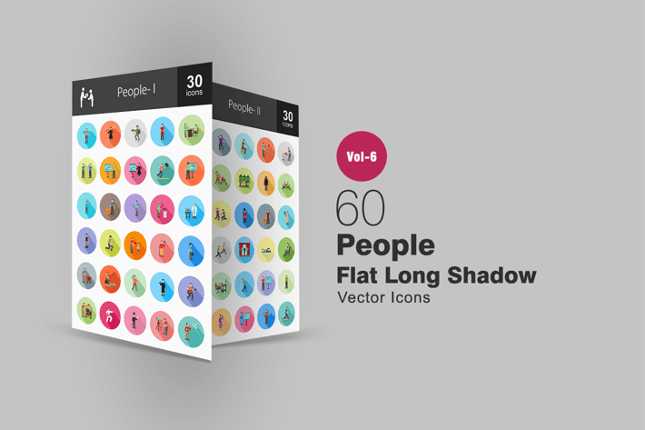 60 People Flat Shadowed Icons