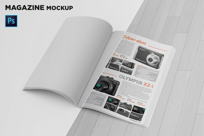 Magazine Mockup Folded Page