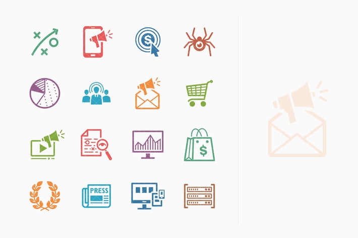 Colored SEO & Internet Marketing Icons - Set 3
