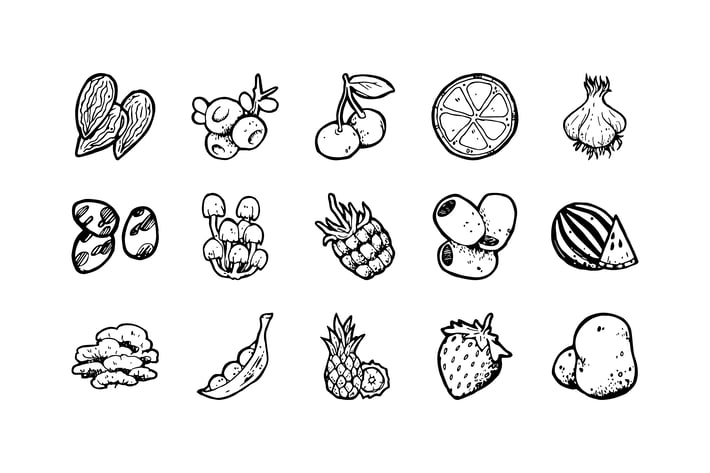 54 Food Hand-drawn icons