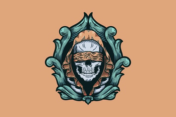 Skull With Hood And Baroque Illustration