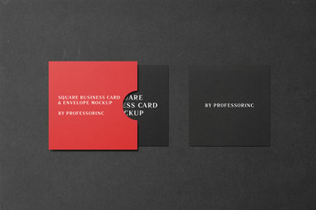 Square Business Card Mockup - Black Edition
