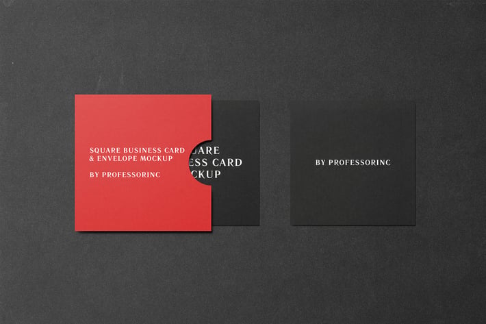 Square Business Card Mockup - Black Edition