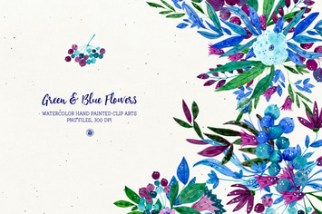 Green and Blue Flowers