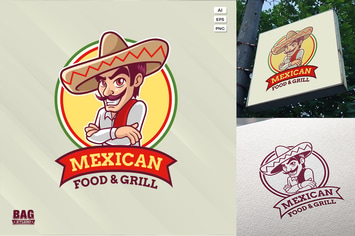 Mexican Cartoon Guy Logo Template