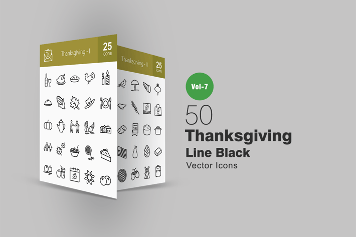 50 Thanksgiving Line Icons