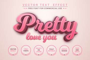 Pretty love you - editable text effect, font style