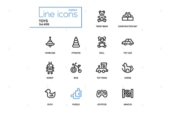 Toys - modern vector line design icons set