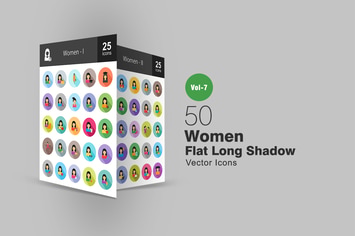 50 Women Flat Shadowed Icons
