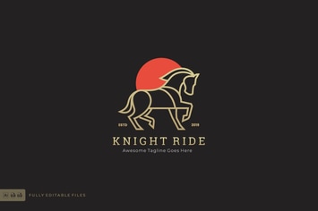 Horse Line art Style Logo Template