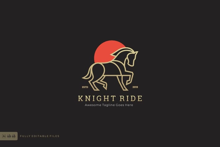 Horse Line art Style Logo Template