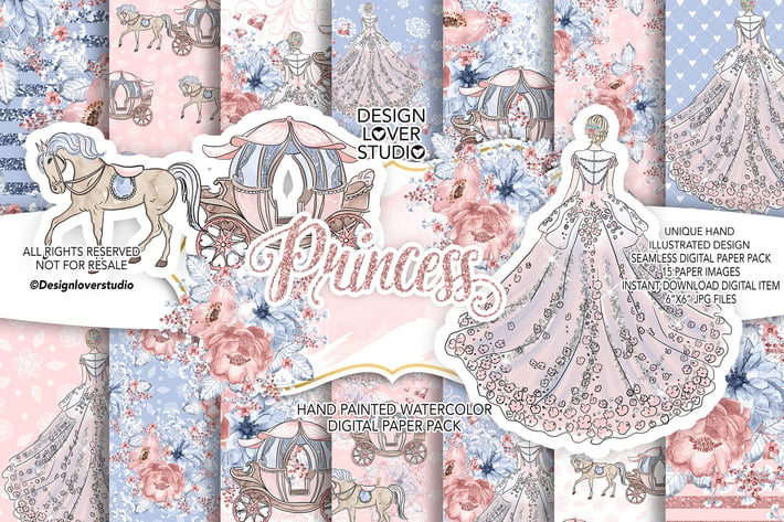 Princess digital paper pack