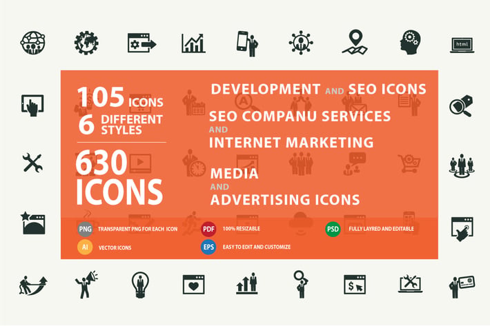 Set of Modern SEO Services Icons