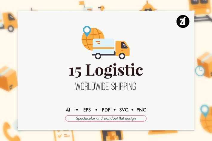 15 Logistic elements in flat design