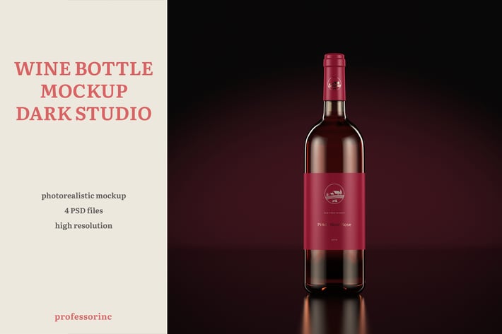 Wine Bottle Mockup — Dark Studio