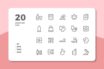 20 Addiction Icons (Line)