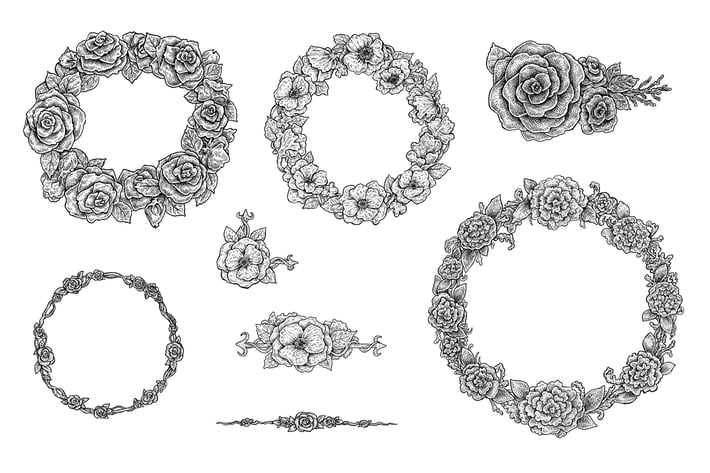Ink Floral Frames