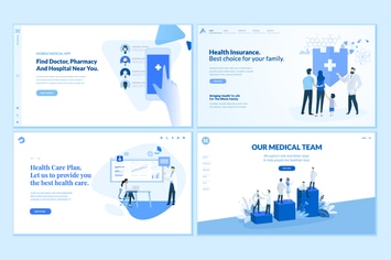 Set of Medical Web Page Design Templates 