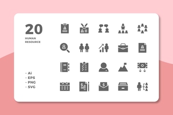 20 Human Resource Icons (Solid)