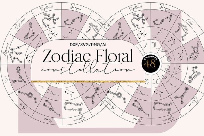 Zodiac floral constellation