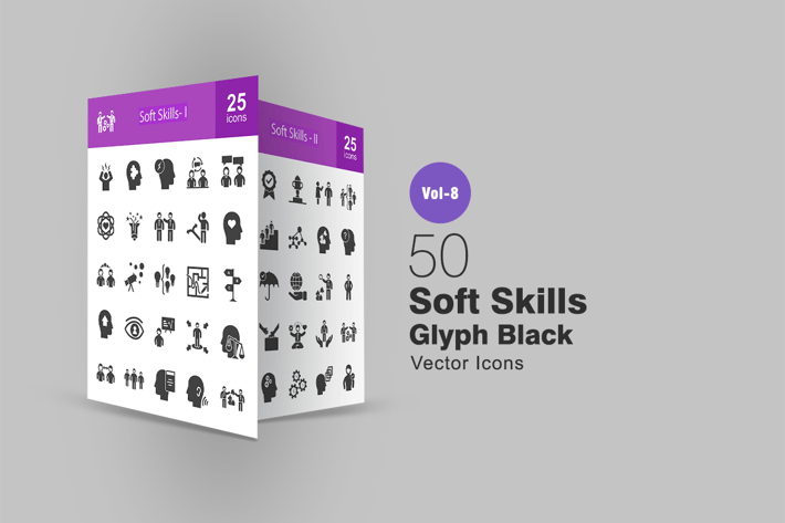 50 Soft Skills Glyph Icons