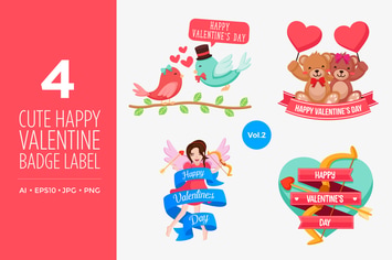 Cute Happy Valentine Vector Illustration Set Vol.2