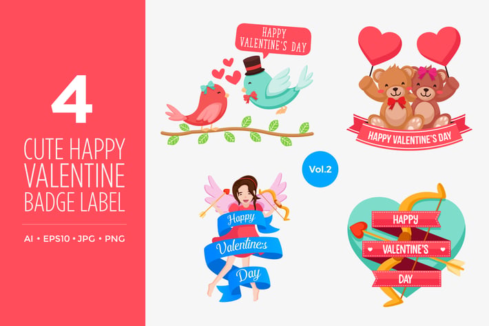 Cute Happy Valentine Vector Illustration Set Vol.2