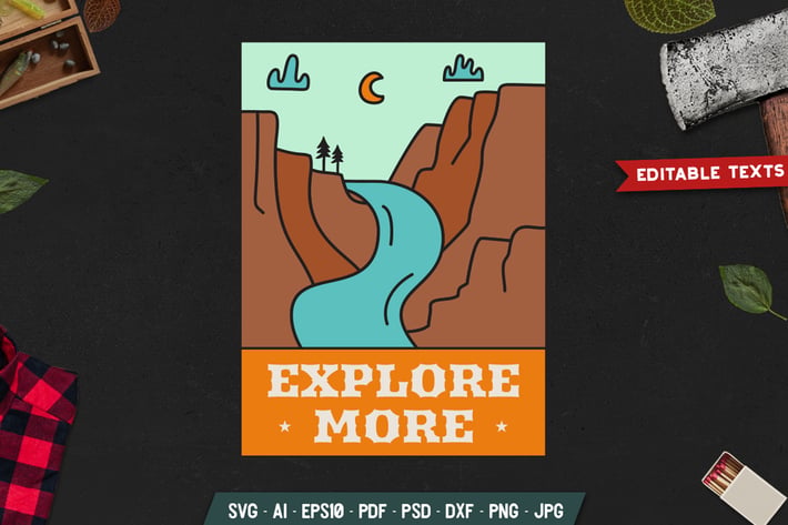 Explore More Badge Vector Camp Retro Graphic Logo