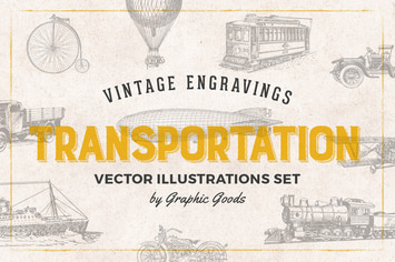 Transportation - Engraving Illustration Set