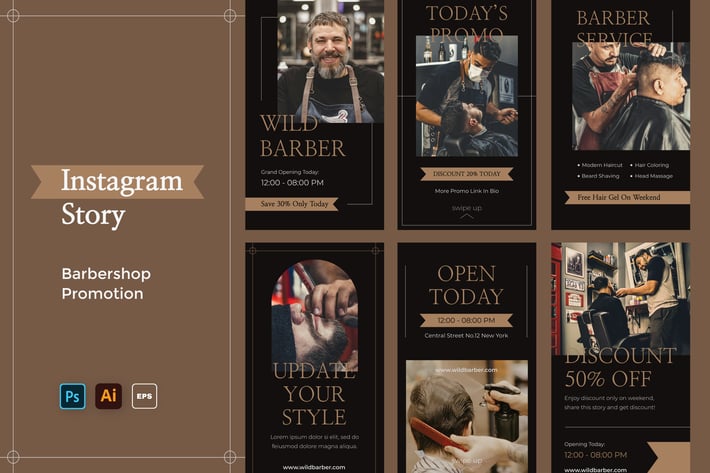 Retro Barbershop Instagram Stories | Co