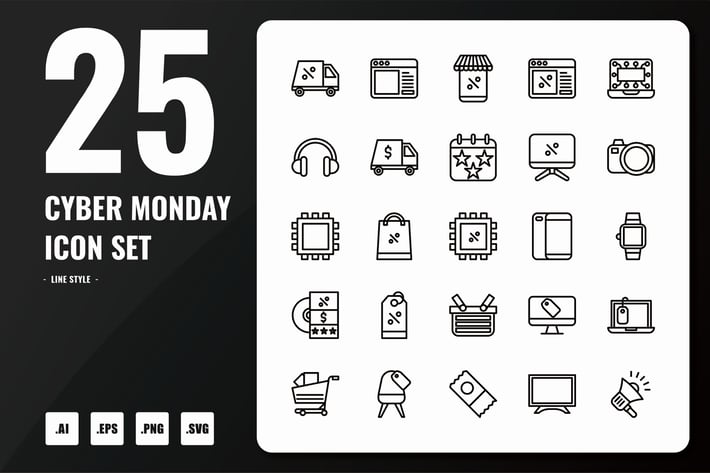 Cyber Monday Line Icons