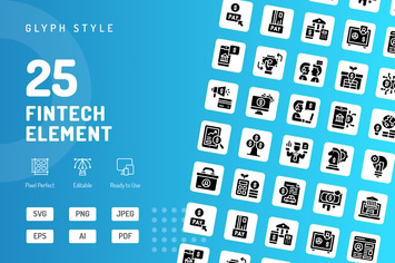 Fintech Element Glyph Icons