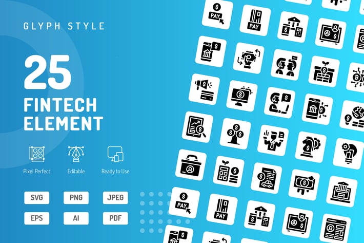 Fintech Element Glyph Icons