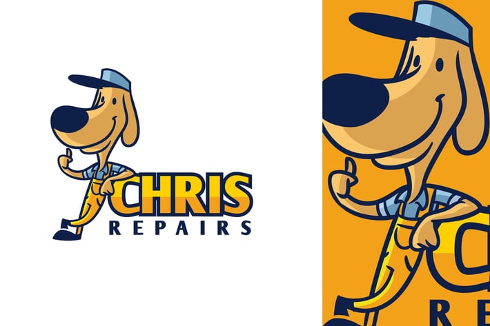 Cartoon Retro Vintage 50's Dog Mascot Logo