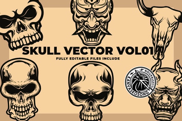 16 Skull Vector Pack Vol 01 