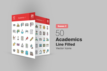 50 Academics Filled Line Icons Season II