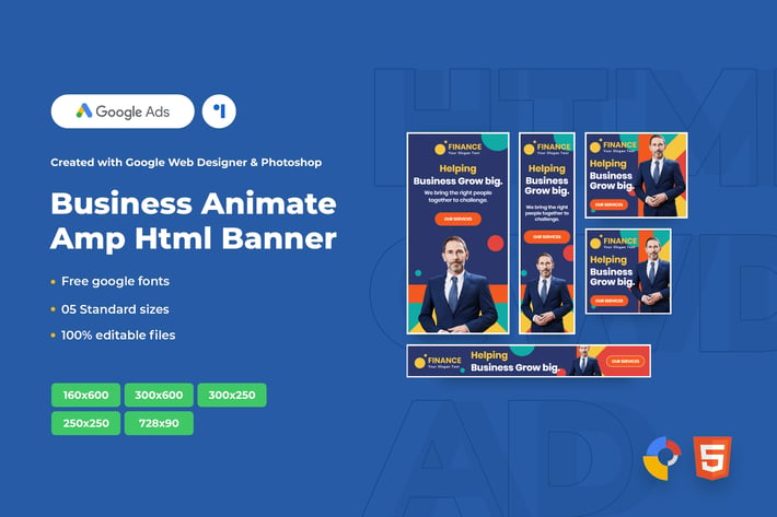 Business Animate Ads Template AMPHTML Banners 
