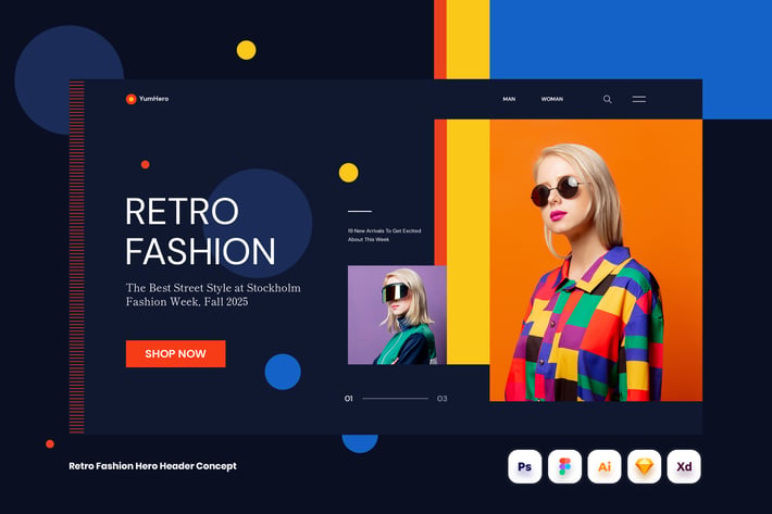Retro Fashion Hero Header Concept