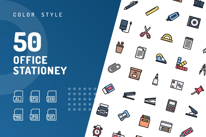Office Stationery Color Icons