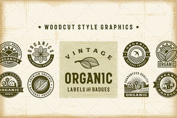 Vintage Organic Labels and Badges Set
